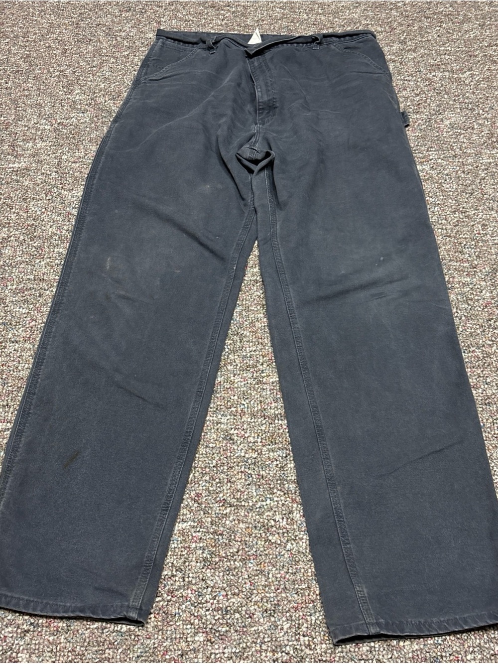 Vtg Carhartt B11 ptbJeans Men 42x 36 Gray  Made USA Straight Heavy Duck Canvas